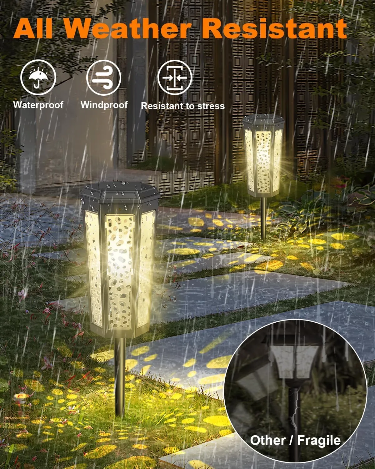Colored Solar Powered Pathway Landscape Lights Outdoor Warm White & RGB Dusk to Dawn Waterproof for Garden Sideway Outside, Patio, Path, Yard, Walkway, Driveway, 2 Modes 6 Pack Accent Modern Design