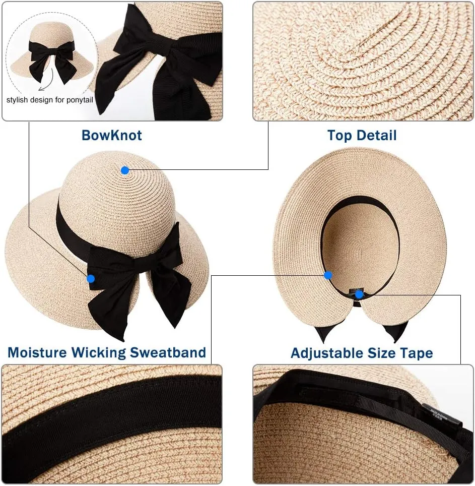 Comhats Summer Beach Sun Hats for Women Wide Brim UV Protection UPF 50  Foldable Packable