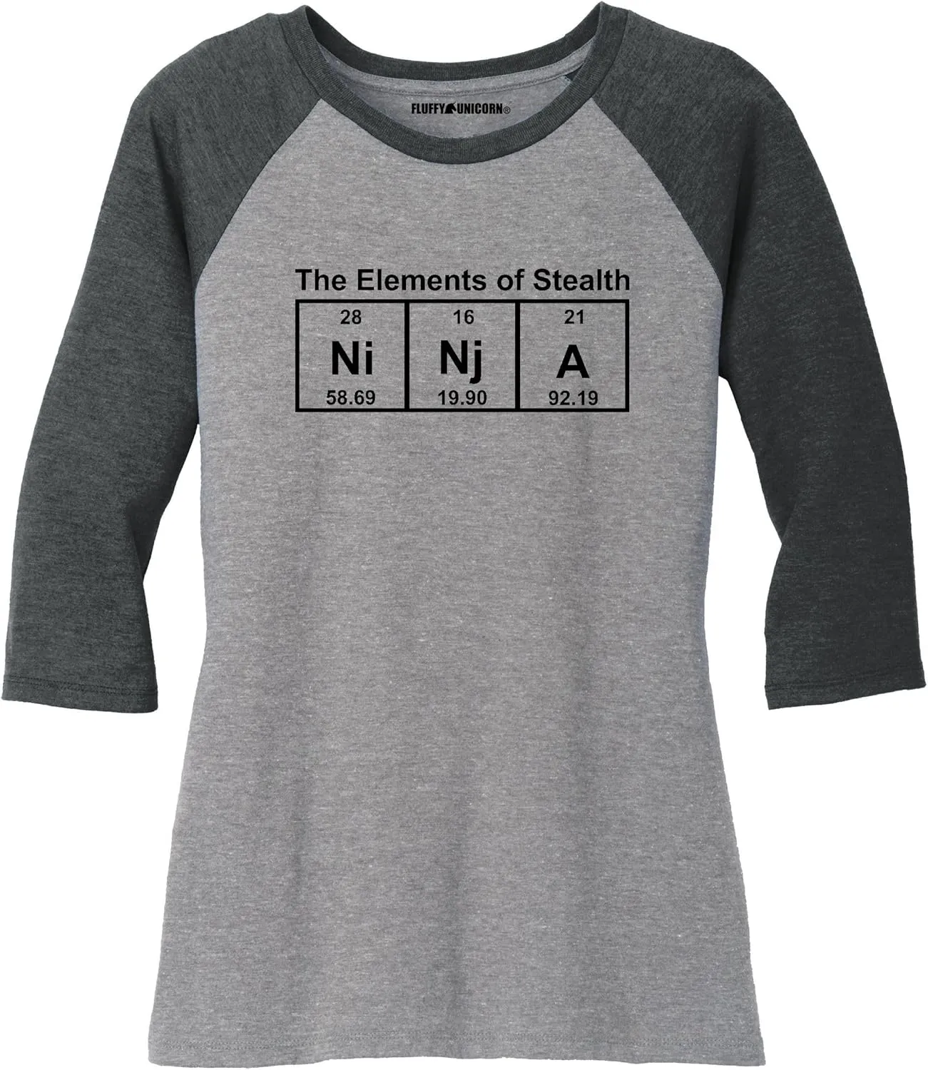 Comical Shirt Ladies Ninja Periodic Table The Elements of Stealth 3/4 Raglan