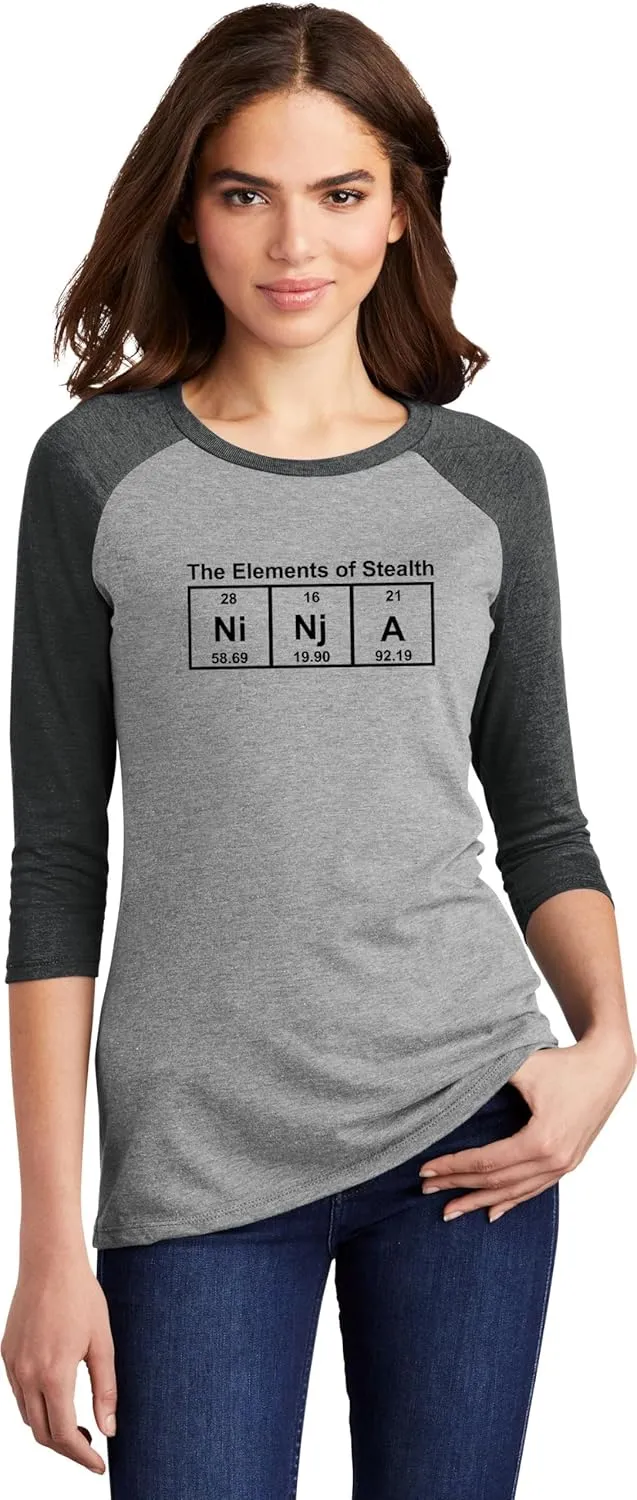Comical Shirt Ladies Ninja Periodic Table The Elements of Stealth 3/4 Raglan
