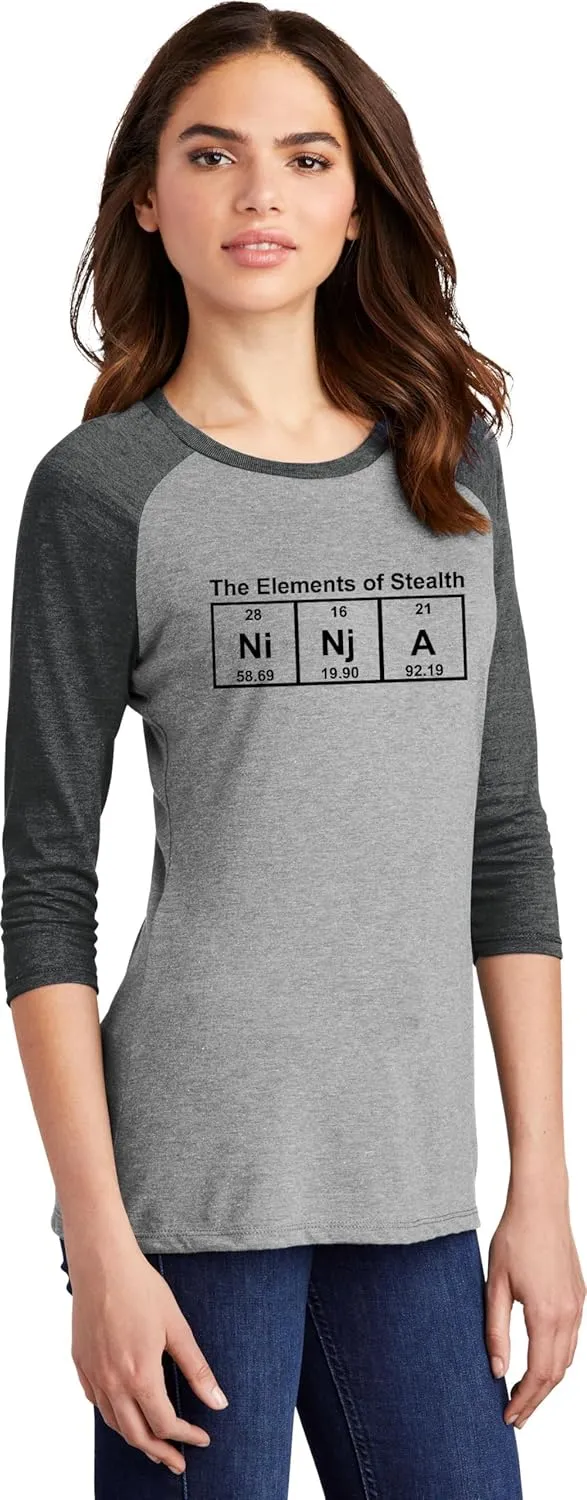 Comical Shirt Ladies Ninja Periodic Table The Elements of Stealth 3/4 Raglan