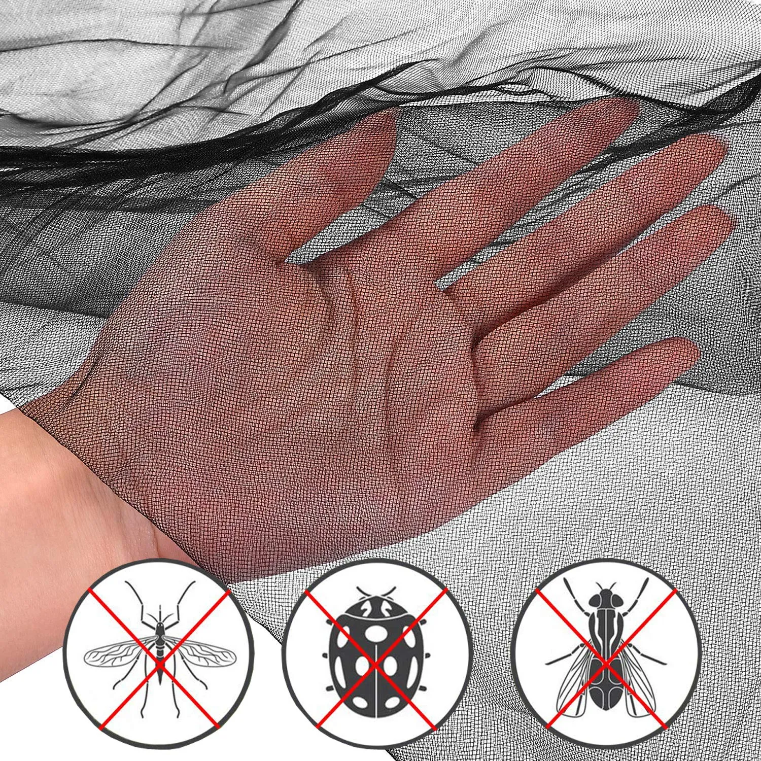 Comtelek Elegant Bed Canopy Mosquito Net Set, Four Corner Post Curtains, Stick Hook &Profession Rope, Screen Netting, Full/Queen/King/Black
