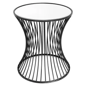 Concave mirrored side table