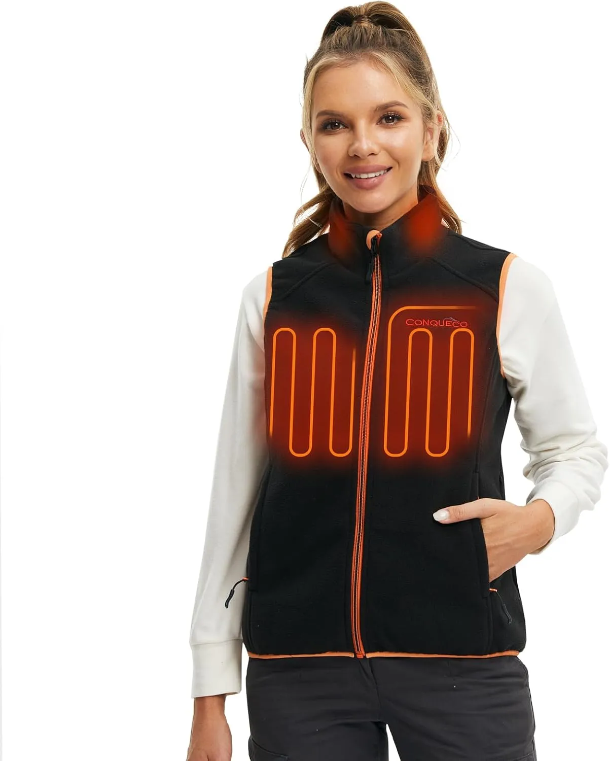 CONQUECO Heated Vest, Women's Lightweight Heated Vest with Battery Pack