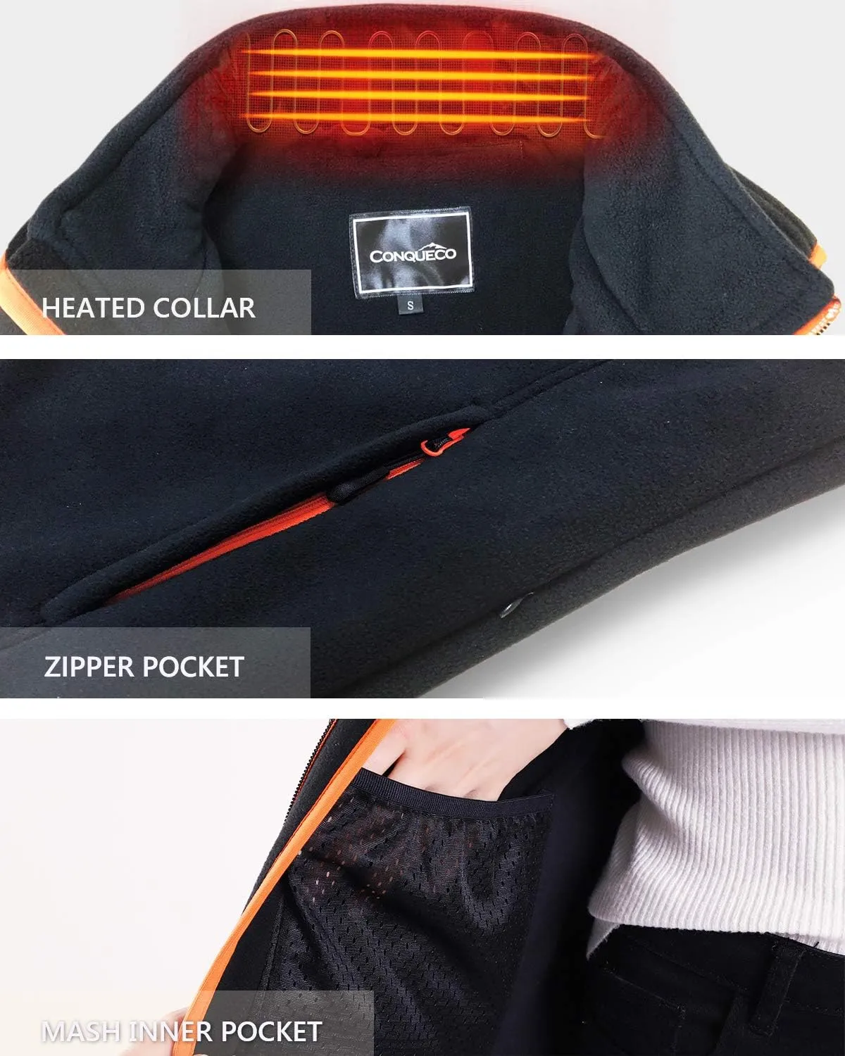 CONQUECO Heated Vest, Women's Lightweight Heated Vest with Battery Pack