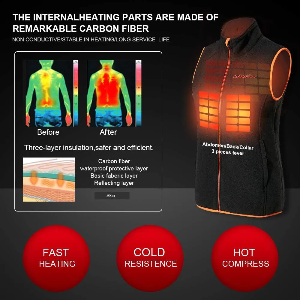 CONQUECO Heated Vest, Women's Lightweight Heated Vest with Battery Pack