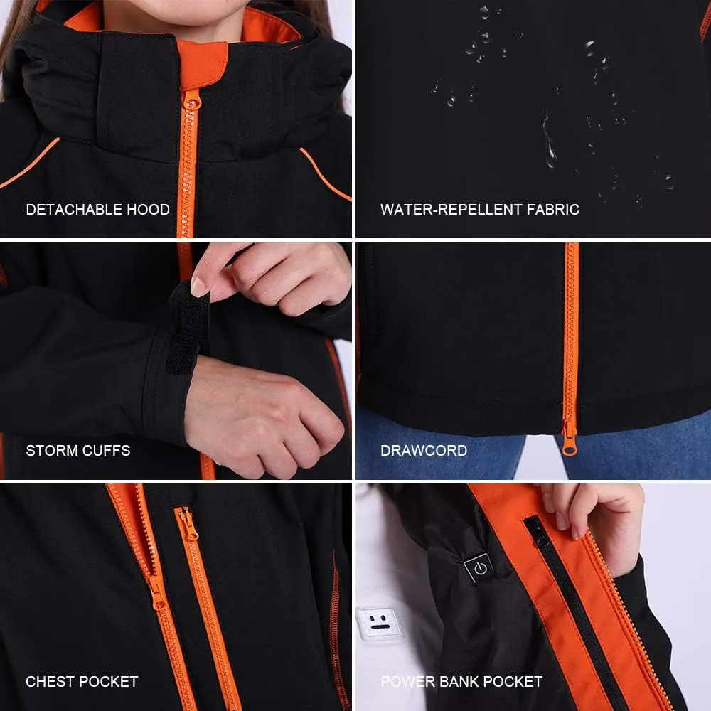 CONQUECO Women's Heated Jacket Slim Fit Electric Hoodie Jacket in Winter