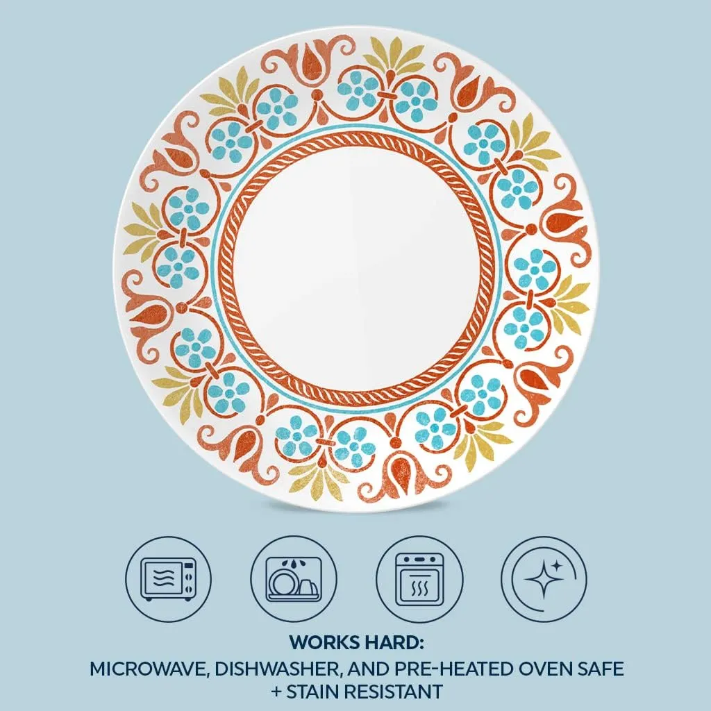 Corelle Global Collection Vitrelle Dinner Plates Set, Triple Layer Recycled Glass, Lightweight Eco-Friendly 10-1/4-In Plates Set, Terracotta Dreams (Pack of 6)