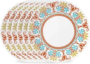 Corelle Global Collection Vitrelle Dinner Plates Set, Triple Layer Recycled Glass, Lightweight Eco-Friendly 10-1/4-In Plates Set, Terracotta Dreams (Pack of 6)
