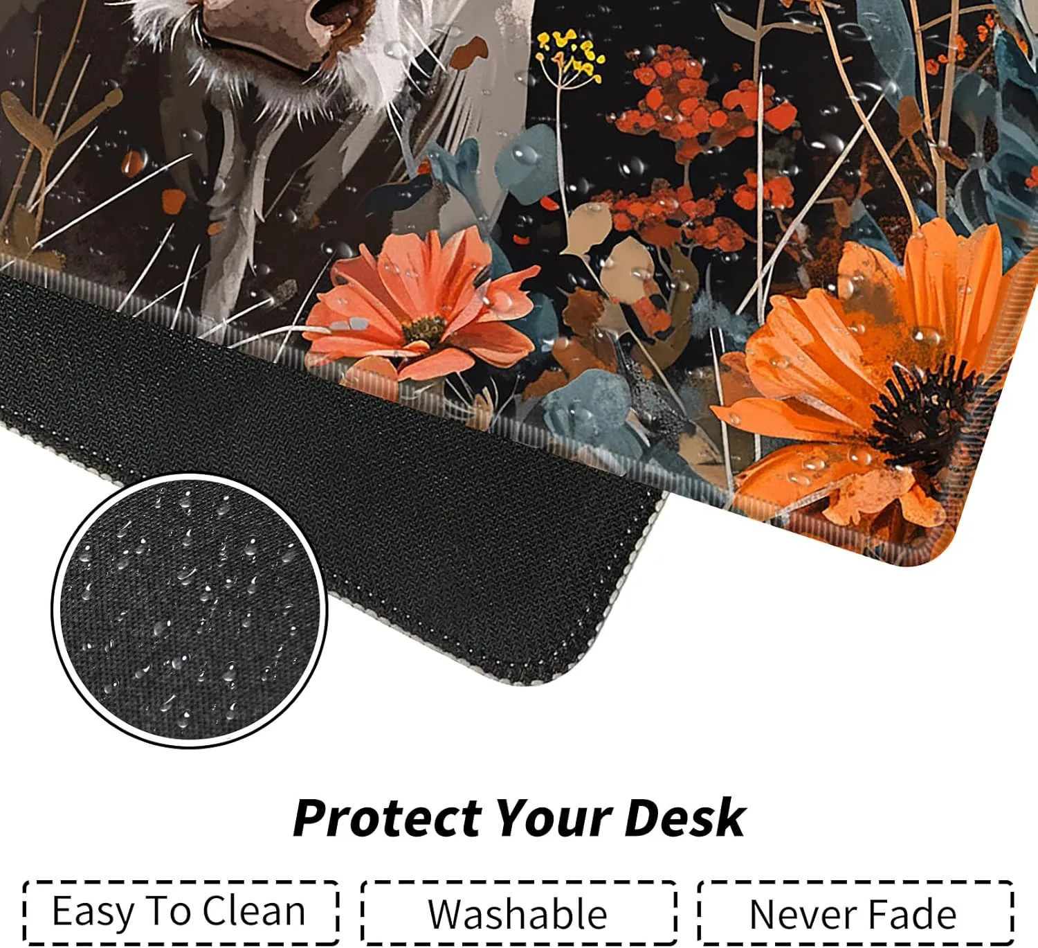 Cow and Flower for MTG & TCG Playmat Mouse Pad,BFDHGQZC 24" x 14" Game Mat for MTG/RPG/CCG Trading Card Game Playmats Table Mat Perfect for Card Games Video Games Computer Office