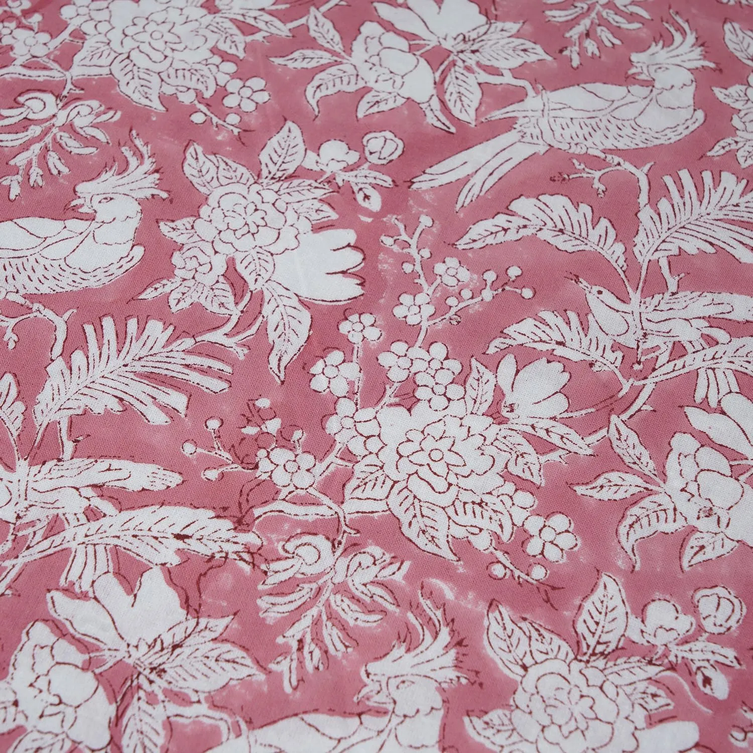 CPC Round Tablecloth- Cotton Indian Block Print Tablecloth -Handmade Printed Washable Cotton Table Cloth - Spring/Summer, Weding Table Cover - Coral Pink 110 Inch