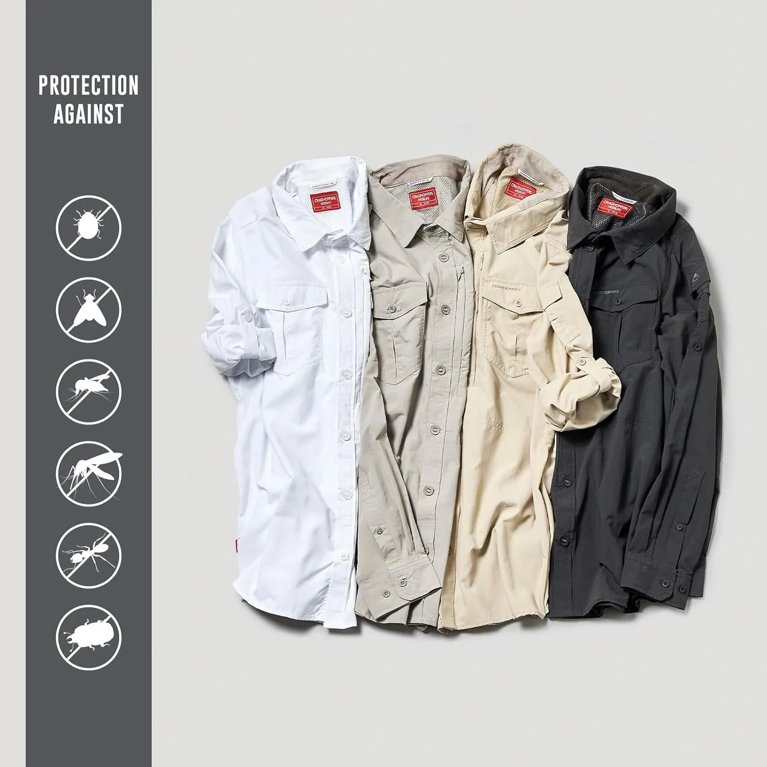 Craghoppers Mens Insect Shield Adventure Long Sleeve Shirt III for Travel, Hiking and Outdoors