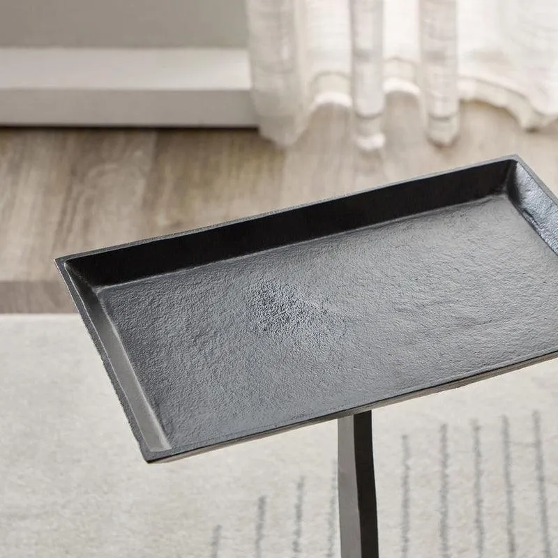 Crisp Black Aluminum Accent End Table | Sofa Side Table for Living Room | Corner Table