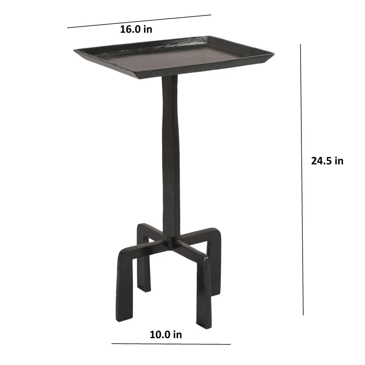 Crisp Black Aluminum Accent End Table | Sofa Side Table for Living Room | Corner Table