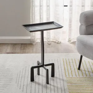 Crisp Black Aluminum Accent End Table | Sofa Side Table for Living Room | Corner Table
