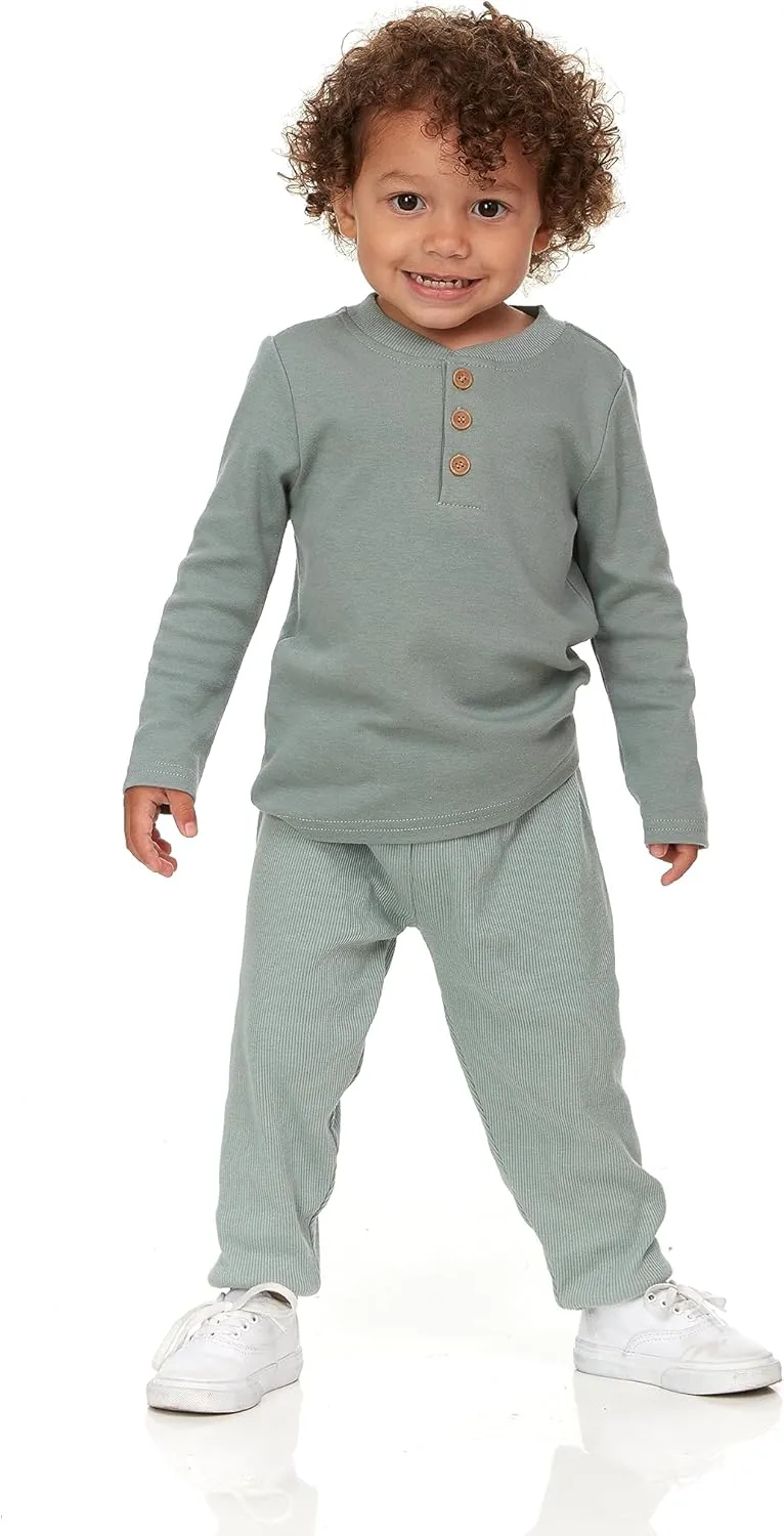 Cudlie 5-Pack Baby/Toddler Boys Jogger Pants - Lightweight Tapered Sweatpants - Lounge Jogger for Boys