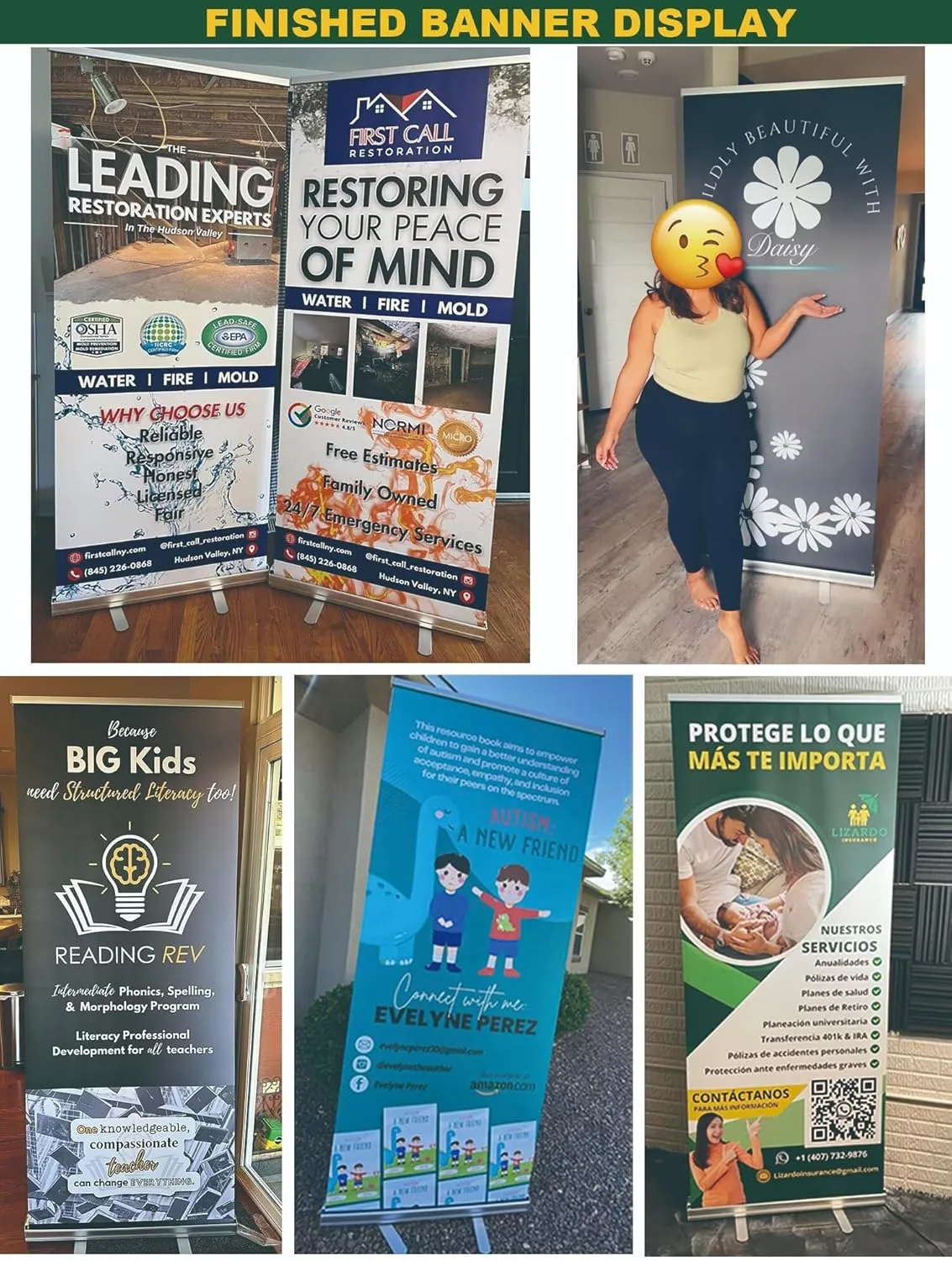 Custom Aluminum Retractable Banner (33" × 81"), Roll up Banners Personalized Pop up Banners Full Color Custom Signs with Stand and Portable Travel Case for Events, Trade Shows, Photo