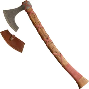 Custom Handmade Ragnar Lothbrok Viking Axe with Leather Wraped,Vikings Asatru Warriors Odin Valhalla Beard Medieval Middle Ages Best Gift for Men (AX19)