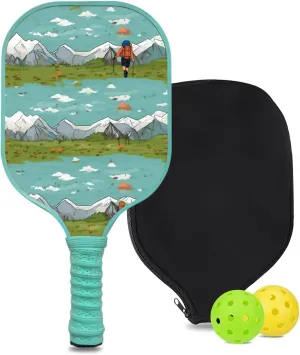 Custom Pickleball Paddle with 1 DIY Pickleball Racket, 2 Pickle Balls, 1 Paddle Cover, Hiking-BJ135 Pattern OR Your Own Design,Carbon Fiber,Honeycomb Polymer Core & Comfort Grip