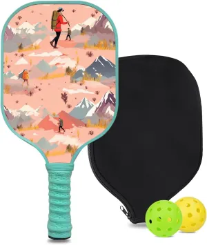 Custom Pickleball Paddle with 1 DIY Pickleball Racket, 2 Pickle Balls, 1 Paddle Cover, Hiking-BJ136 Pattern OR Your Own Design,Carbon Fiber,Honeycomb Polymer Core & Comfort Grip