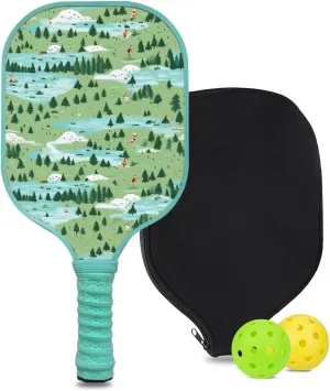 Custom Pickleball Paddle with 1 DIY Pickleball Racket, 2 Pickle Balls, 1 Paddle Cover, Hiking-BJ140 Pattern OR Your Own Design,Carbon Fiber,Honeycomb Polymer Core & Comfort Grip