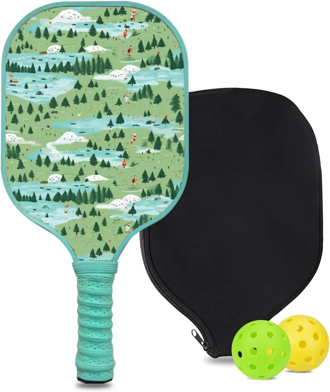 Custom Pickleball Paddle with 1 DIY Pickleball Racket, 2 Pickle Balls, 1 Paddle Cover, Hiking-BJ140 Pattern OR Your Own Design,Carbon Fiber,Honeycomb Polymer Core & Comfort Grip