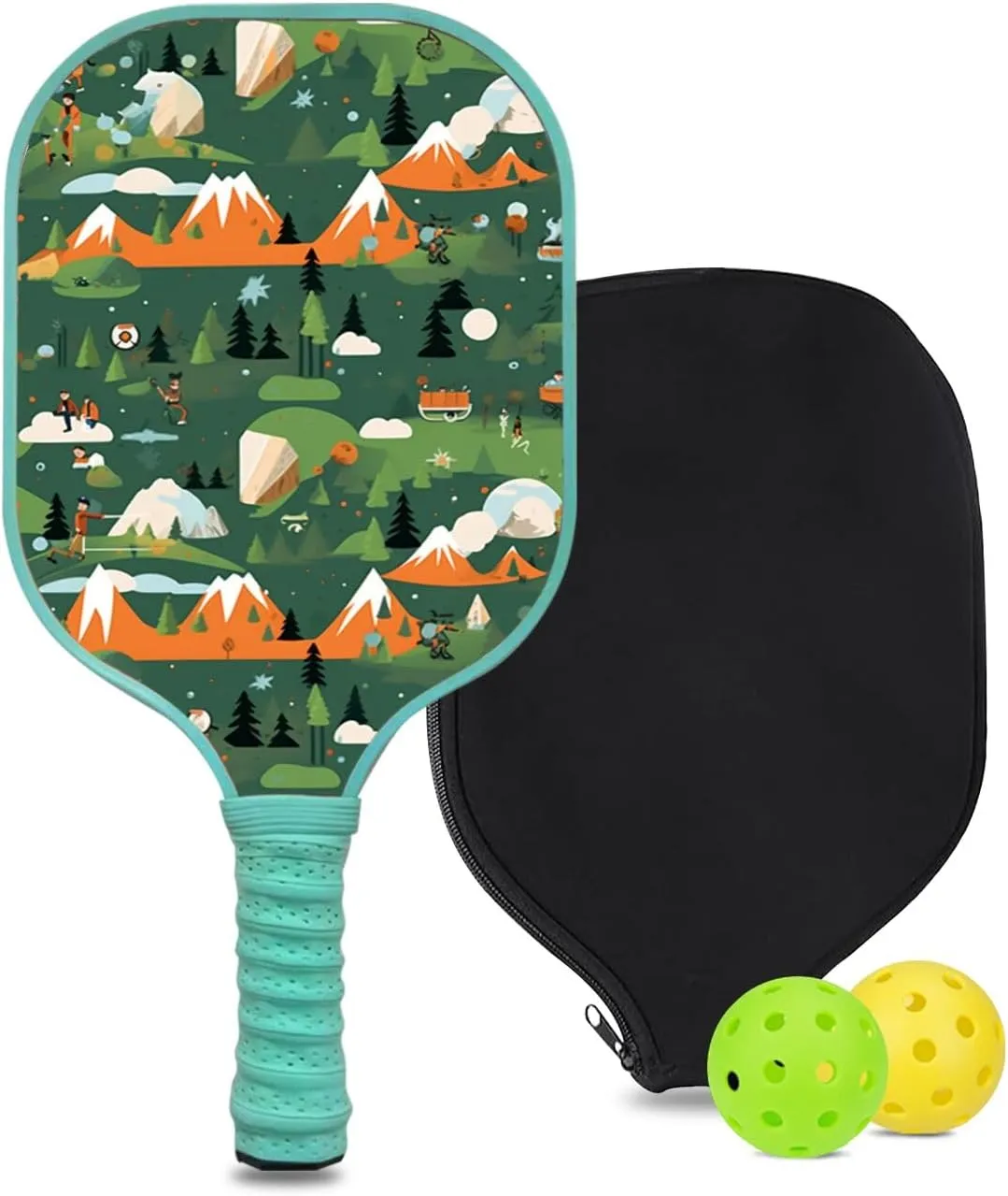 Custom Pickleball Paddle with 1 DIY Pickleball Racket, 2 Pickle Balls, 1 Paddle Cover, Hiking-BJ144 Pattern OR Your Own Design,Carbon Fiber,Honeycomb Polymer Core & Comfort Grip