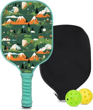 Custom Pickleball Paddle with 1 DIY Pickleball Racket, 2 Pickle Balls, 1 Paddle Cover, Hiking-BJ144 Pattern OR Your Own Design,Carbon Fiber,Honeycomb Polymer Core & Comfort Grip