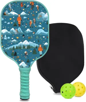 Custom Pickleball Paddle with 1 DIY Pickleball Racket, 2 Pickle Balls, 1 Paddle Cover, Hiking-BJ154 Pattern OR Your Own Design,Carbon Fiber,Honeycomb Polymer Core & Comfort Grip