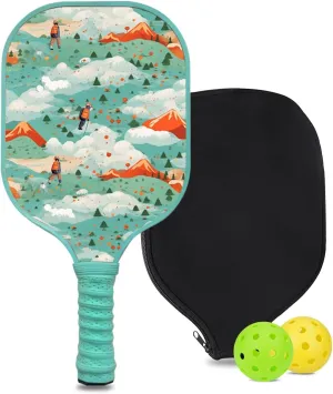 Custom Pickleball Paddle with 1 DIY Pickleball Racket, 2 Pickle Balls, 1 Paddle Cover, Hiking-BJ156 Pattern OR Your Own Design,Carbon Fiber,Honeycomb Polymer Core & Comfort Grip