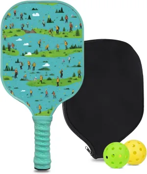 Custom Pickleball Paddle with 1 DIY Pickleball Racket, 2 Pickle Balls, 1 Paddle Cover, Hiking-BJ157 Pattern OR Your Own Design,Carbon Fiber,Honeycomb Polymer Core & Comfort Grip
