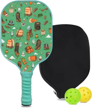 Custom Pickleball Paddle with 1 DIY Pickleball Racket, 2 Pickle Balls, 1 Paddle Cover, Hiking-BJ162 Pattern OR Your Own Design,Carbon Fiber,Honeycomb Polymer Core & Comfort Grip