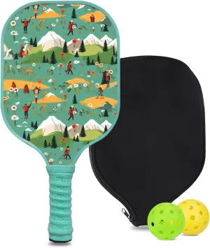 Custom Pickleball Paddle with 1 DIY Pickleball Racket, 2 Pickle Balls, 1 Paddle Cover, Hiking-BJ164 Pattern OR Your Own Design,Carbon Fiber,Honeycomb Polymer Core & Comfort Grip