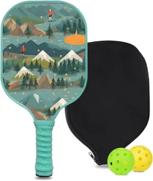 Custom Pickleball Paddle with 1 DIY Pickleball Racket, 2 Pickle Balls, 1 Paddle Cover, Hiking-BJ167 Pattern OR Your Own Design,Carbon Fiber,Honeycomb Polymer Core & Comfort Grip