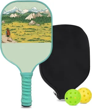 Custom Pickleball Paddle with 1 DIY Pickleball Racket, 2 Pickle Balls, 1 Paddle Cover, Hiking-BJ169 Pattern OR Your Own Design,Carbon Fiber,Honeycomb Polymer Core & Comfort Grip