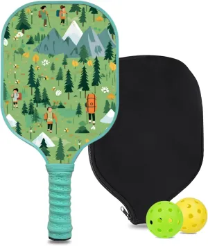 Custom Pickleball Paddle with 1 DIY Pickleball Racket, 2 Pickle Balls, 1 Paddle Cover, Hiking-BJ170 Pattern OR Your Own Design,Carbon Fiber,Honeycomb Polymer Core & Comfort Grip