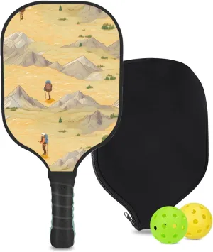 Custom Pickleball Paddle with 1 DIY Pickleball Racket, 2 Pickle Balls, 1 Paddle Cover, Hiking-BJ187 Pattern OR Your Own Design,Carbon Fiber,Honeycomb Polymer Core & Comfort Grip