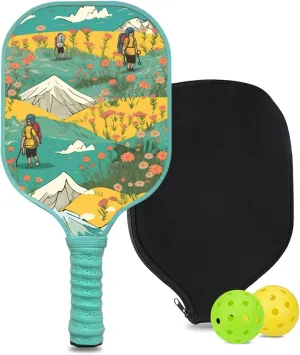 Custom Pickleball Paddle with 1 DIY Pickleball Racket, 2 Pickle Balls, 1 Paddle Cover, Hiking-BJ197 Pattern OR Your Own Design,Carbon Fiber,Honeycomb Polymer Core & Comfort Grip