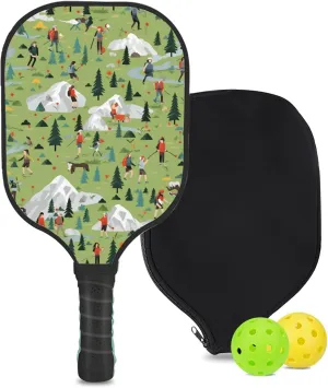 Custom Pickleball Paddle with 1 DIY Pickleball Racket, 2 Pickle Balls, 1 Paddle Cover, Hiking-BJ208 Pattern OR Your Own Design,Carbon Fiber,Honeycomb Polymer Core & Comfort Grip