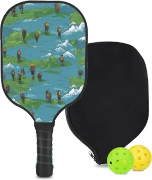 Custom Pickleball Paddle with 1 DIY Pickleball Racket, 2 Pickle Balls, 1 Paddle Cover, Hiking-BJ211 Pattern OR Your Own Design,Carbon Fiber,Honeycomb Polymer Core & Comfort Grip