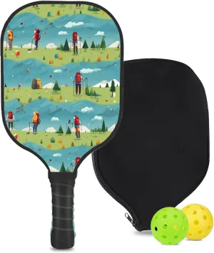 Custom Pickleball Paddle with 1 DIY Pickleball Racket, 2 Pickle Balls, 1 Paddle Cover, Hiking-BJ219 Pattern OR Your Own Design,Carbon Fiber,Honeycomb Polymer Core & Comfort Grip