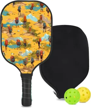 Custom Pickleball Paddle with 1 DIY Pickleball Racket, 2 Pickle Balls, 1 Paddle Cover, Hiking-BJ244 Pattern OR Your Own Design,Carbon Fiber,Honeycomb Polymer Core & Comfort Grip
