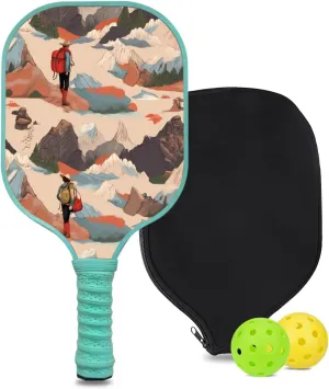 Custom Pickleball Paddle with 1 DIY Pickleball Racket, 2 Pickle Balls, 1 Paddle Cover, Hiking-BJ253 Pattern OR Your Own Design,Carbon Fiber,Honeycomb Polymer Core & Comfort Grip