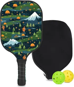 Custom Pickleball Paddle with 1 DIY Pickleball Racket, 2 Pickle Balls, 1 Paddle Cover, Hiking-BJ313 Pattern OR Your Own Design,Carbon Fiber,Honeycomb Polymer Core & Comfort Grip