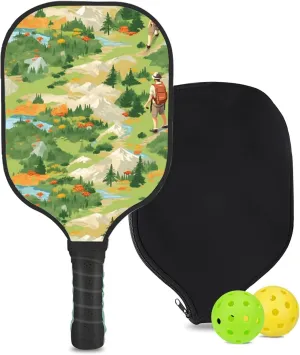 Custom Pickleball Paddle with 1 DIY Pickleball Racket, 2 Pickle Balls, 1 Paddle Cover, Hiking-BJ316 Pattern OR Your Own Design,Carbon Fiber,Honeycomb Polymer Core & Comfort Grip
