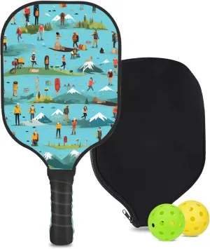 Custom Pickleball Paddle with 1 DIY Pickleball Racket, 2 Pickle Balls, 1 Paddle Cover, Hiking-BJ328 Pattern OR Your Own Design,Carbon Fiber,Honeycomb Polymer Core & Comfort Grip