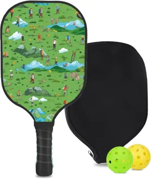 Custom Pickleball Paddle with 1 DIY Pickleball Racket, 2 Pickle Balls, 1 Paddle Cover, Hiking-BJ329 Pattern OR Your Own Design,Carbon Fiber,Honeycomb Polymer Core & Comfort Grip