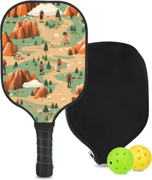 Custom Pickleball Paddle with 1 DIY Pickleball Racket, 2 Pickle Balls, 1 Paddle Cover, Hiking-BJ363 Pattern OR Your Own Design,Carbon Fiber,Honeycomb Polymer Core & Comfort Grip