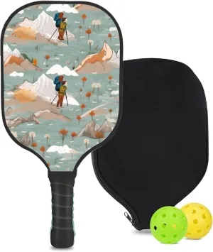 Custom Pickleball Paddle with 1 DIY Pickleball Racket, 2 Pickle Balls, 1 Paddle Cover, Hiking-BJ364 Pattern OR Your Own Design,Carbon Fiber,Honeycomb Polymer Core & Comfort Grip