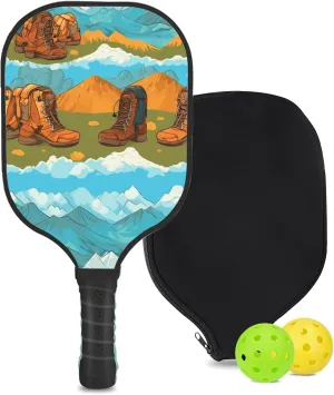 Custom Pickleball Paddle with 1 DIY Pickleball Racket, 2 Pickle Balls, 1 Paddle Cover, Hiking-BJ376 Pattern OR Your Own Design,Carbon Fiber,Honeycomb Polymer Core & Comfort Grip